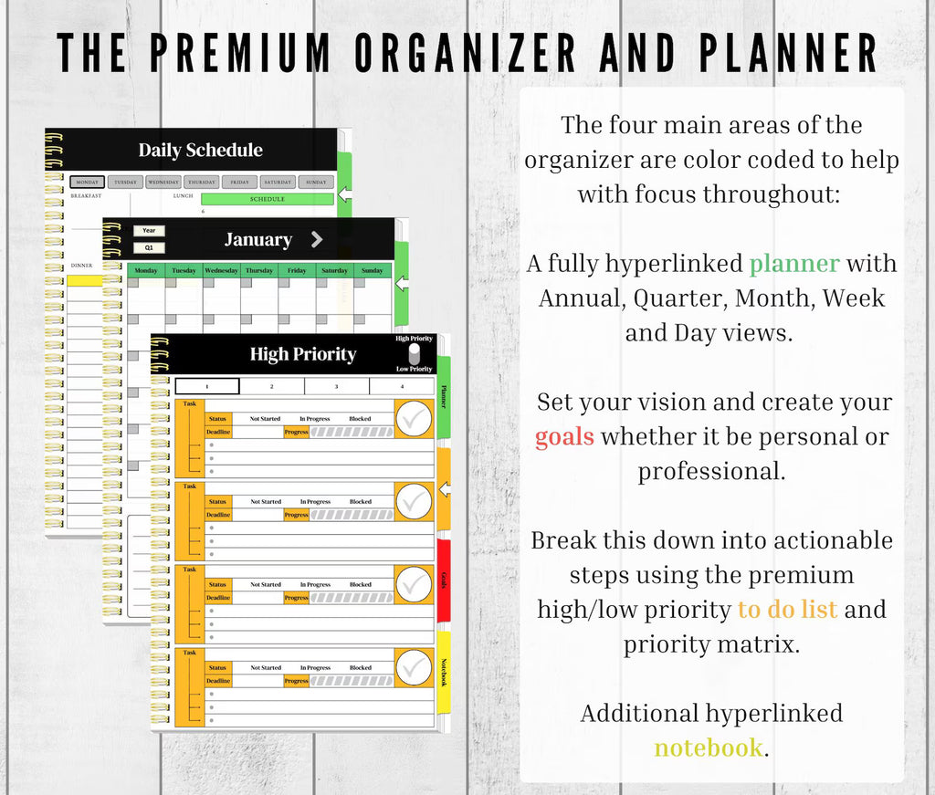 Undated Daily Organizer (Designed for Repeated Annual Use)