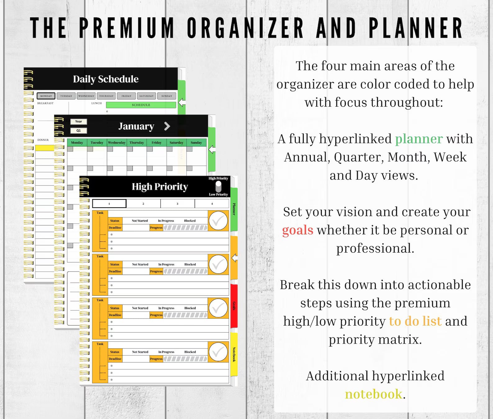 Undated Daily Organizer (Designed for Repeated Annual Use)