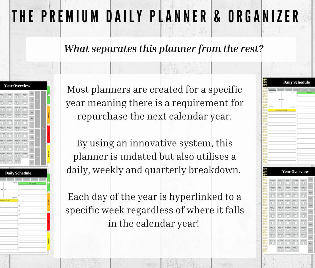 Undated Daily Organizer (Designed for Repeated Annual Use)