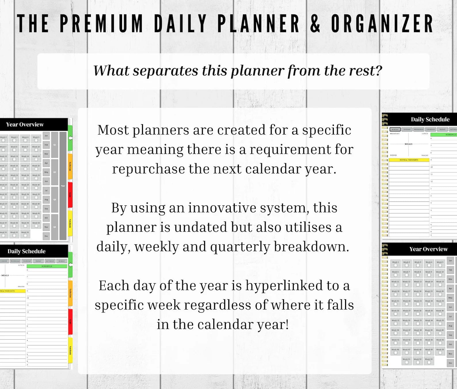 Undated Daily Organizer (Designed for Repeated Annual Use)
